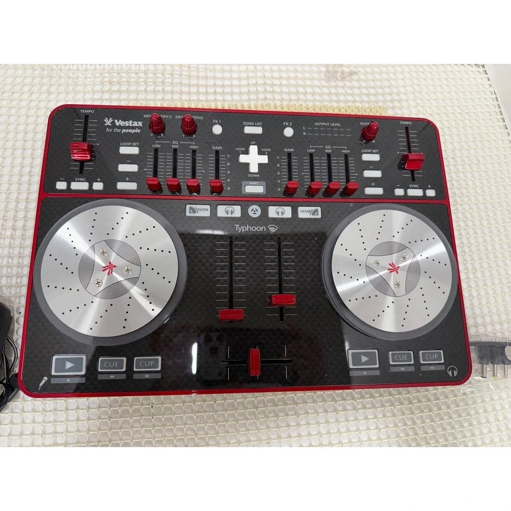 Vestax Typhoon DJ MIDI Controller Virtual DJ Black Red Silver VDJ-0001 Boxed EUC